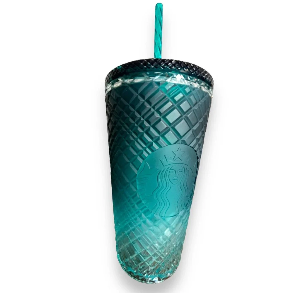 Starbucks 2023 Teal Green Jeweled Ombre 16 oz Cold Cup Tumbler NEW! - Picture 3 of 4